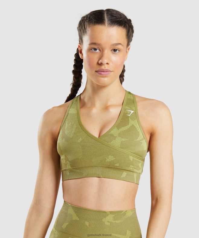 Gymshark soutien-gorge de sport adapt camouflage sans coutures savane | vert griffon femmes 6HF28193